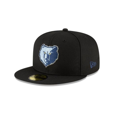 Black Memphis Grizzlies Hat - New Era NBA Pixel 59FIFTY Fitted Caps USA0658349